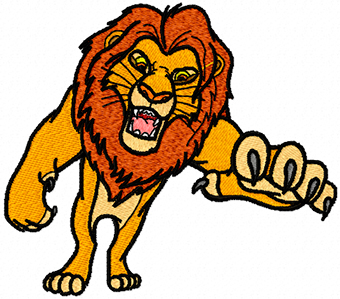 Lion Attack machine embroidery design